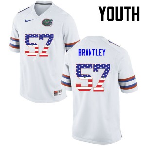 Youth Caleb Brantley White Florida Gators #57 USA Flag Fashion College Jerseys