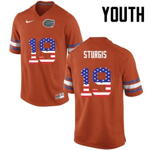 Youth Caleb Sturgis Orange Florida #19 USA Flag Fashion Player Jerseys