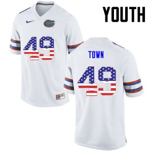 Youth Cameron Town White UF #49 USA Flag Fashion University Jersey