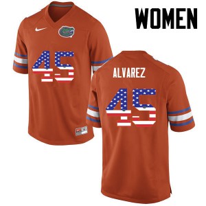 Women Carlos Alvarez Orange UF #45 USA Flag Fashion Stitched Jersey