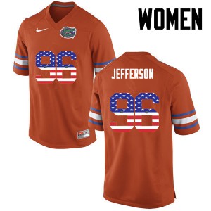 Womens Cece Jefferson Orange Florida Gators #96 USA Flag Fashion NCAA Jersey