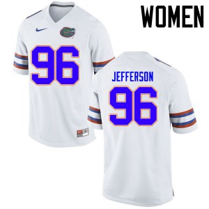 Women's Cece Jefferson White Florida Gators #96 Embroidery Jerseys