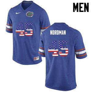 Mens Charles Nordman Blue Florida Gators #45 USA Flag Fashion University Jerseys