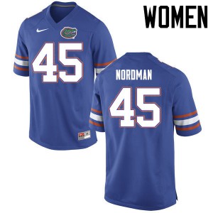 Womens Charles Nordman Blue University of Florida #45 Football Jerseys