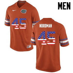 Men's Charles Nordman Orange Florida Gators #45 USA Flag Fashion University Jerseys