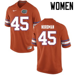 Womens Charles Nordman Orange Florida #45 Stitched Jerseys