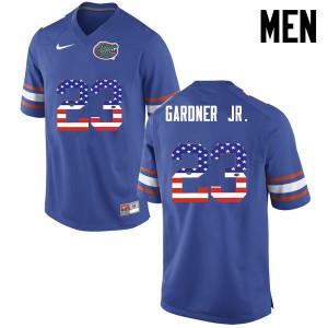 Mens Chauncey Gardner Jr. Blue UF #23 USA Flag Fashion NCAA Jerseys