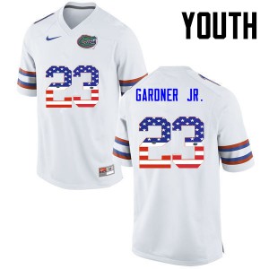 Youth Chauncey Gardner Jr. White Florida Gators #23 USA Flag Fashion Alumni Jersey