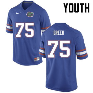 Youth Chaz Green Blue Florida Gators #75 Stitch Jersey