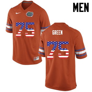 Mens Chaz Green Orange UF #75 USA Flag Fashion NCAA Jersey