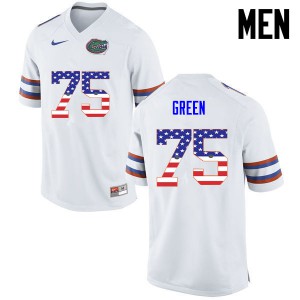 Mens Chaz Green White UF #75 USA Flag Fashion High School Jerseys