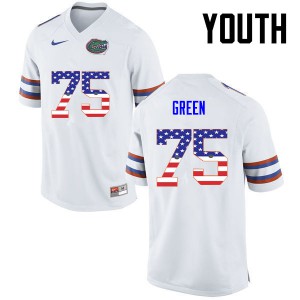 Youth Chaz Green White Florida #75 USA Flag Fashion Football Jersey