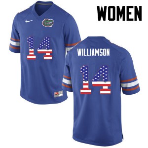Women's Chris Williamson Blue Florida Gators #14 USA Flag Fashion College Jersey