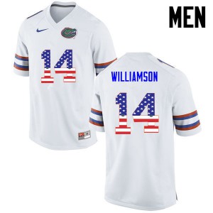 Mens Chris Williamson White Florida Gators #14 USA Flag Fashion Football Jerseys