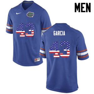 Mens Cristian Garcia Blue Florida Gators #43 USA Flag Fashion Official Jersey