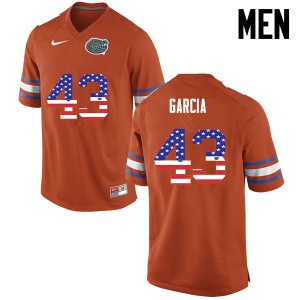Mens Cristian Garcia Orange Florida Gators #43 USA Flag Fashion Embroidery Jerseys