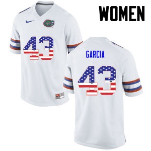 Women's Cristian Garcia White UF #43 USA Flag Fashion Embroidery Jerseys