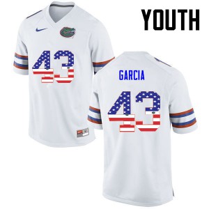 Youth Cristian Garcia White University of Florida #43 USA Flag Fashion NCAA Jerseys
