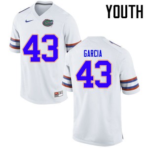 Youth Cristian Garcia White Florida Gators #43 Stitched Jersey
