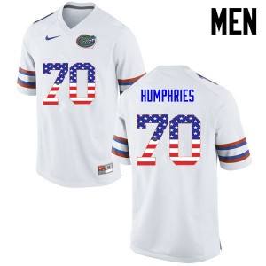 Men's D.J. Humphries White UF #70 USA Flag Fashion Embroidery Jersey