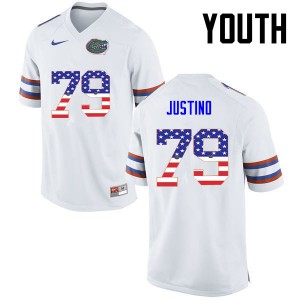 Youth Daniel Justino White Florida #79 USA Flag Fashion Embroidery Jerseys