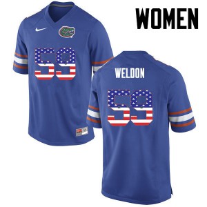 Womens Danny Weldon Blue Florida #59 USA Flag Fashion Stitched Jerseys