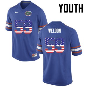 Youth Danny Weldon Blue University of Florida #59 USA Flag Fashion Stitched Jerseys