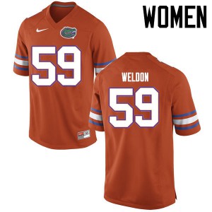 Women Danny Weldon Orange University of Florida #59 NCAA Jersey