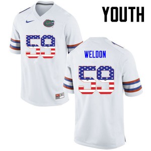 Youth Danny Weldon White Florida Gators #59 USA Flag Fashion University Jerseys