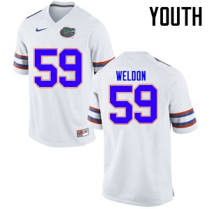 Youth Danny Weldon White University of Florida #59 Stitch Jerseys