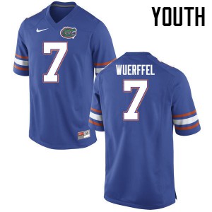 Youth Danny Wuerffel Blue Florida #7 Stitch Jersey
