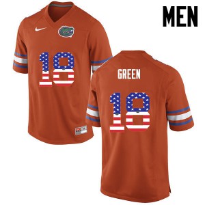 Mens Daquon Green Orange Florida Gators #18 USA Flag Fashion Stitch Jerseys