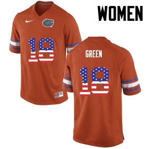 Women Daquon Green Orange University of Florida #18 USA Flag Fashion Stitch Jersey