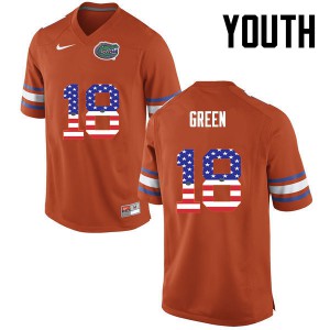 Youth Daquon Green Orange Florida Gators #18 USA Flag Fashion College Jersey