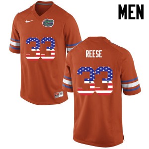 Mens David Reese Orange University of Florida #33 USA Flag Fashion NCAA Jerseys