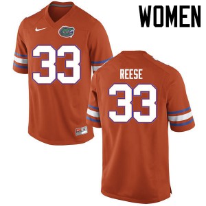 Women David Reese Orange Florida Gators #33 College Jersey