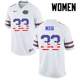 Womens David Reese White UF #33 USA Flag Fashion Stitch Jerseys