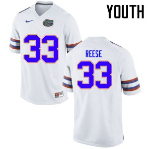 Youth David Reese White University of Florida #33 Player Jersey