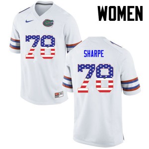 Women David Sharpe White Florida #78 USA Flag Fashion Alumni Jerseys
