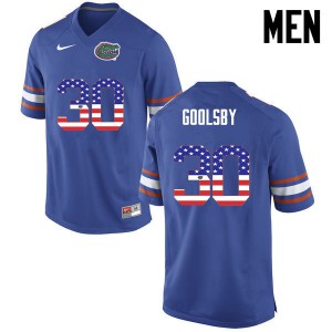 Men's DeAndre Goolsby Blue Florida #30 USA Flag Fashion High School Jerseys