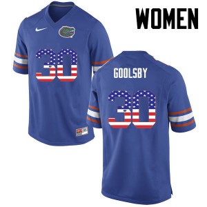 Women DeAndre Goolsby Blue Florida #30 USA Flag Fashion Alumni Jerseys