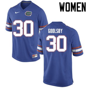 Women DeAndre Goolsby Blue Florida Gators #30 Embroidery Jersey