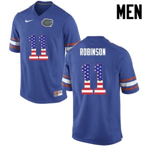 Men's Demarcus Robinson Blue University of Florida #11 USA Flag Fashion Football Jerseys