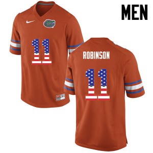 Mens Demarcus Robinson Orange Florida Gators #11 USA Flag Fashion Official Jerseys