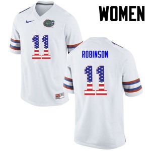 Women Demarcus Robinson White Florida #11 USA Flag Fashion College Jerseys