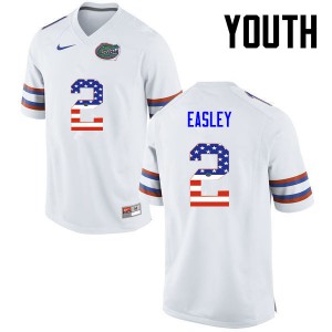 Youth Dominique Easley White University of Florida #2 USA Flag Fashion Player Jersey