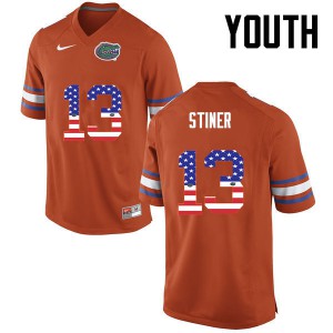 Youth Donovan Stiner Orange Florida #13 USA Flag Fashion Football Jerseys