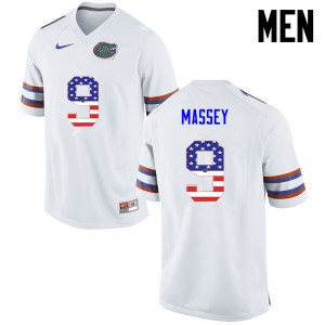 Men Dre Massey White UF #9 USA Flag Fashion High School Jerseys