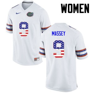 Women Dre Massey White Florida #9 USA Flag Fashion Alumni Jerseys