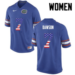 Women Duke Dawson Blue University of Florida #7 USA Flag Fashion Embroidery Jersey